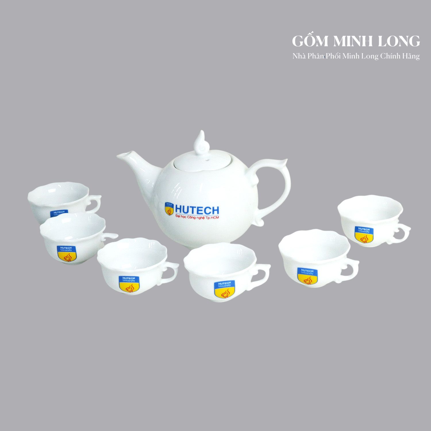 Bộ ấm trà Minh Long in logo theo yêu cầu của khách hàng