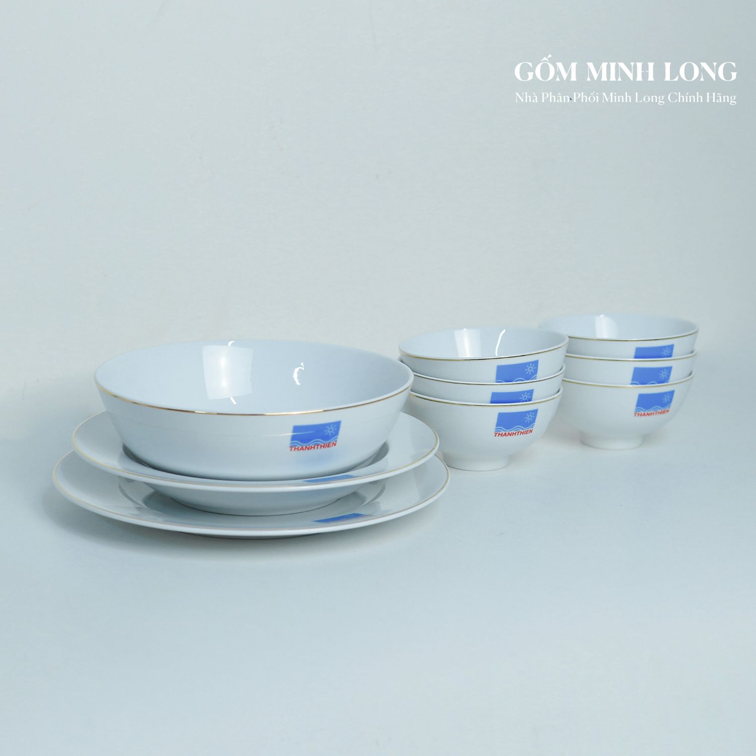 Bộ bàn ăn Minh Long in logo làm quà tặng tri ân khách hàng 