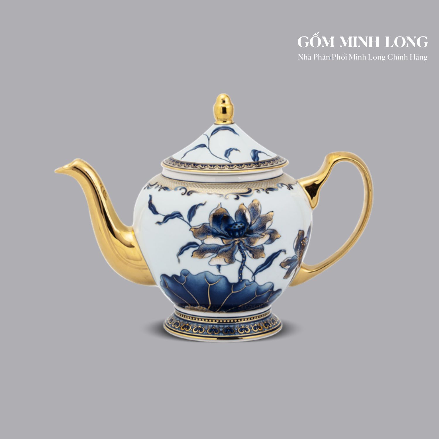 Bộ tách trà gốm sứ Minh Long in logo làm quà tặng tri ân khách hàng