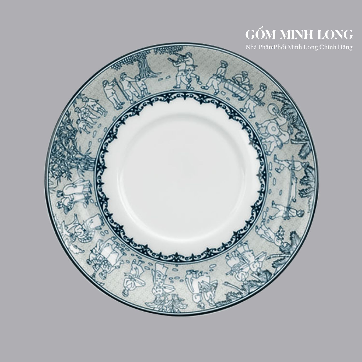 Dĩa Minh Long tròn với hoạ tiết sang trọng