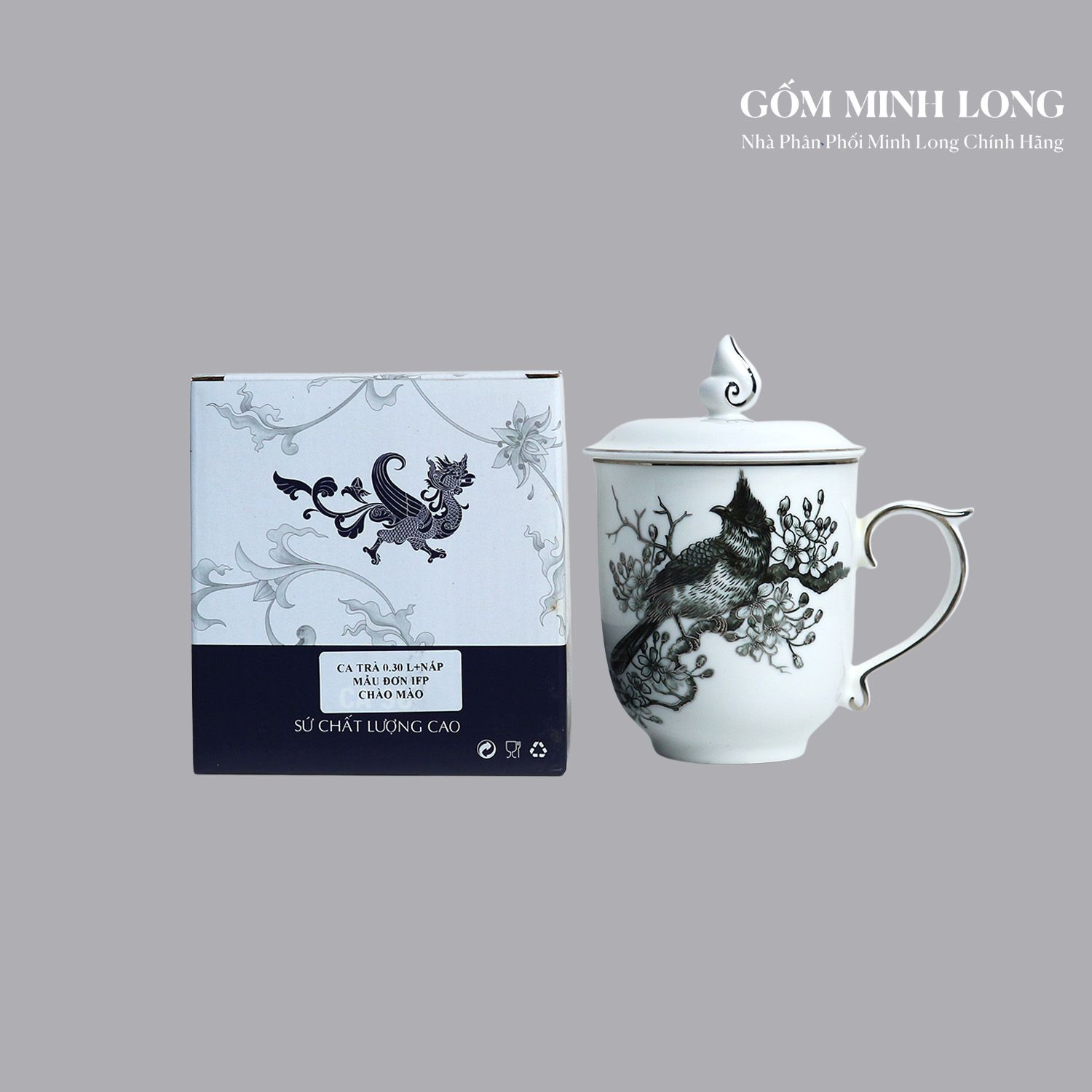 Ly sứ Minh Long in logo chính hãng