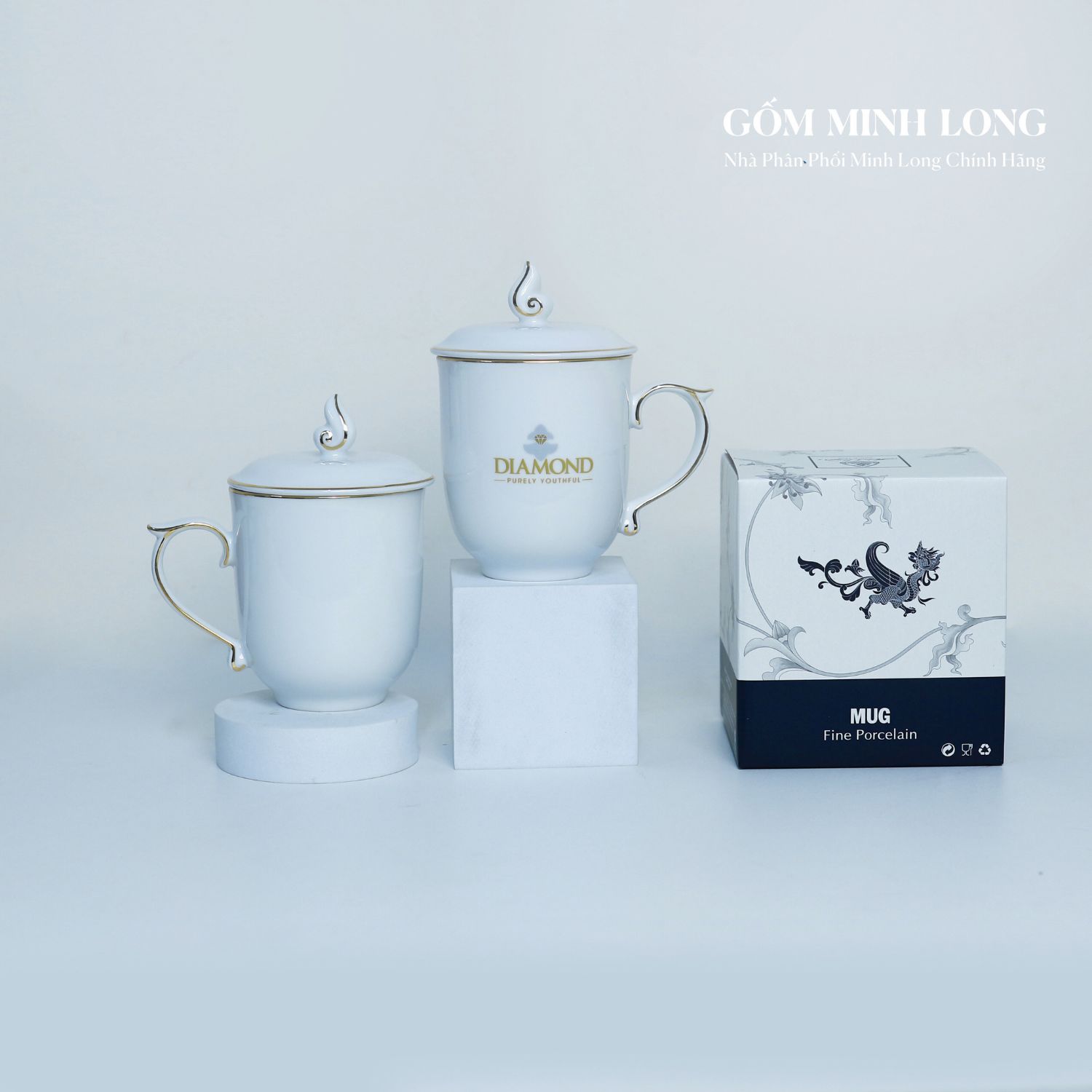 Ly sứ Minh Long in logo - quà tặng sang trọng