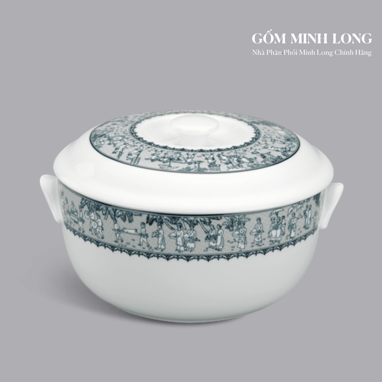 Thố sứ Minh Long với hoạ tiết trang nhã