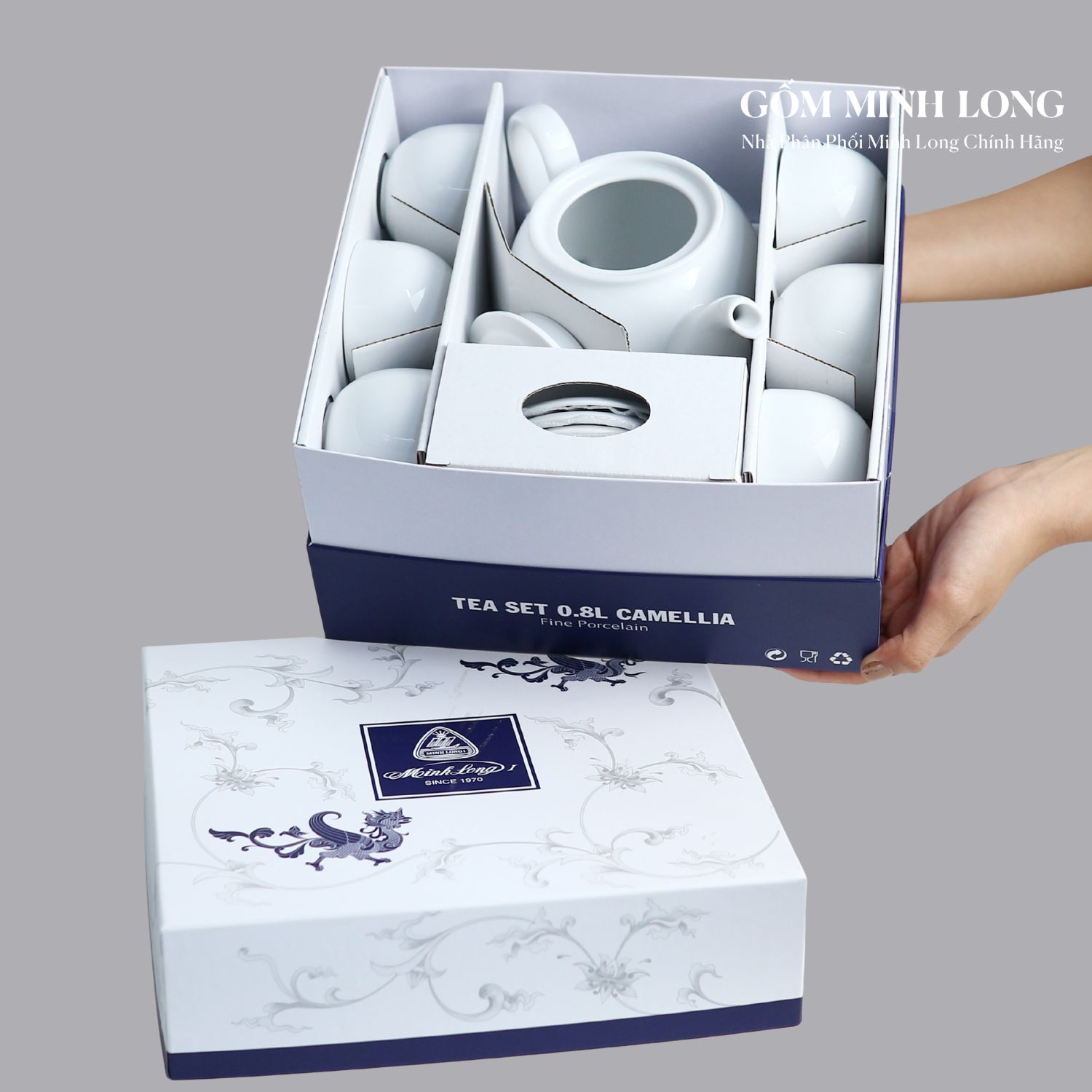 Xưởng in logo lên bộ ấm chén cao cấp Minh Long theo yêu cầu giá rẻ