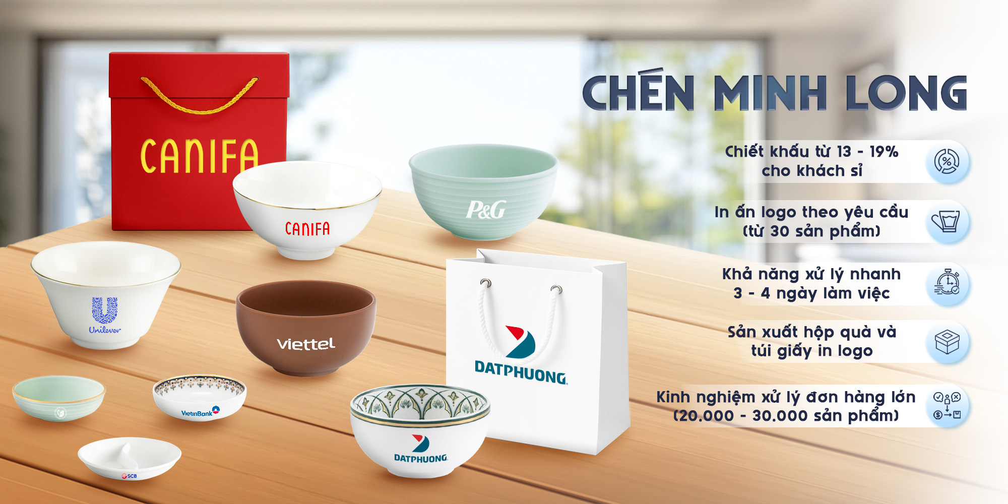 Chén Minh Long - In ấn logo theo yêu cầu, giá tốt