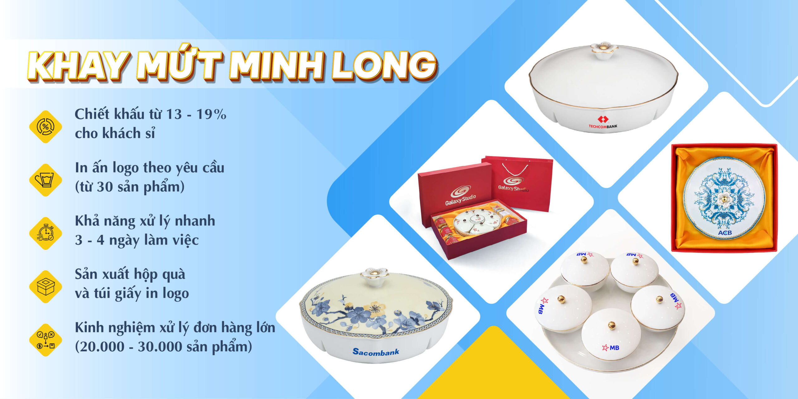 Khay mứt Minh Long - In ấn logo theo yêu cầu