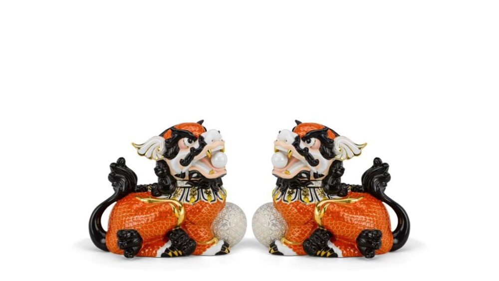 Cặp Kỳ Lân 24 cm - Cam - Trang trí vàng 24k A001_0003201503gomminhlong.com