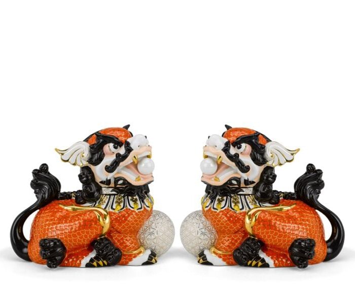  Cặp Kỳ Lân 24 cm - Cam - Trang trí vàng 24k A001_0003201503gomminhlong.com