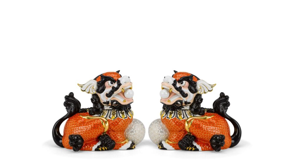 Cặp Kỳ Lân 24 cm - Cam - Trang trí vàng 24k A001_0003201503gomminhlong.com