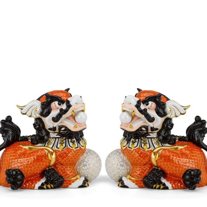 Cặp Kỳ Lân 24 cm - Cam - Trang trí vàng 24k A001_0003201503gomminhlong.com