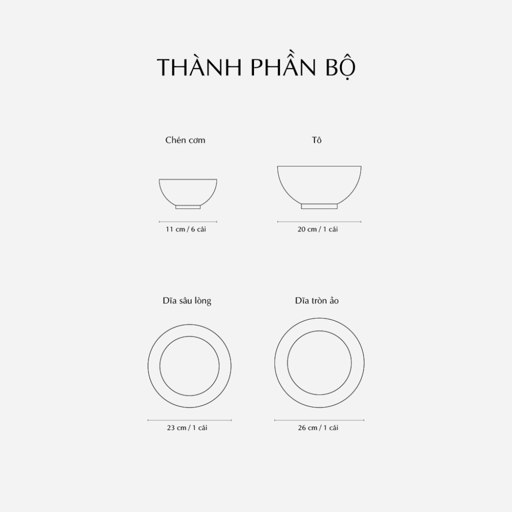 Bộ đồ ăn 09 sản phẩm - Daisy - Trắng A001_09DAIgomminhlong.com