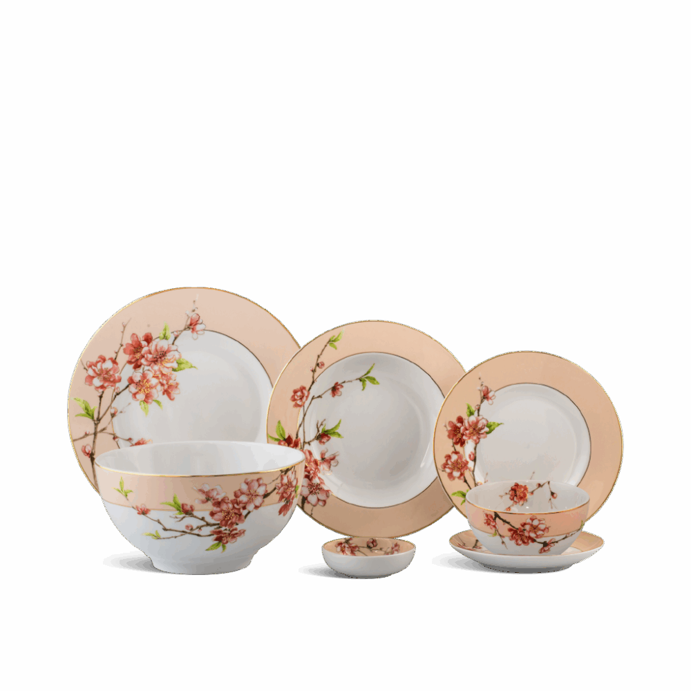Bộ đồ ăn 23 sản phẩm - Camellia - Hoa Đào A001_23CAM480gomminhlong.com