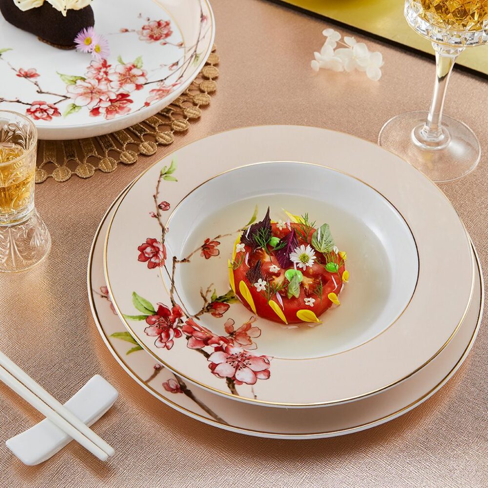 Bộ đồ ăn 23 sản phẩm - Camellia - Hoa Đào A001_23CAM480gomminhlong.com