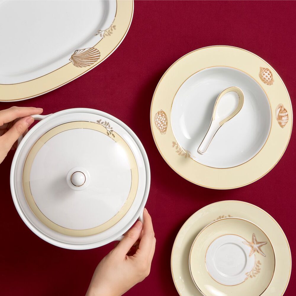 Bộ đồ ăn 25 sản phẩm (B) - Camellia - Hương Biển kem A001_25089Bgomminhlong.com