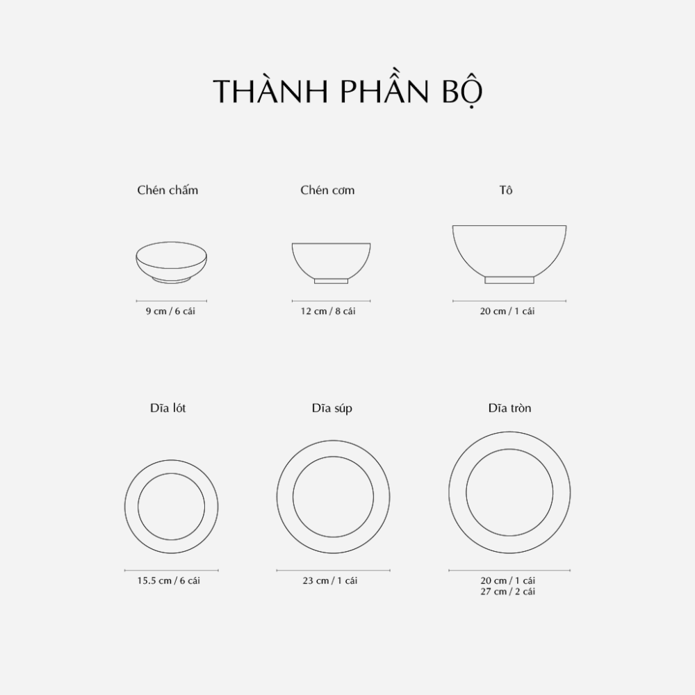 Bộ đồ ăn 6 người 25 sản phẩm - Camellia - Hương Biển kem A001_25089gomminhlong.com