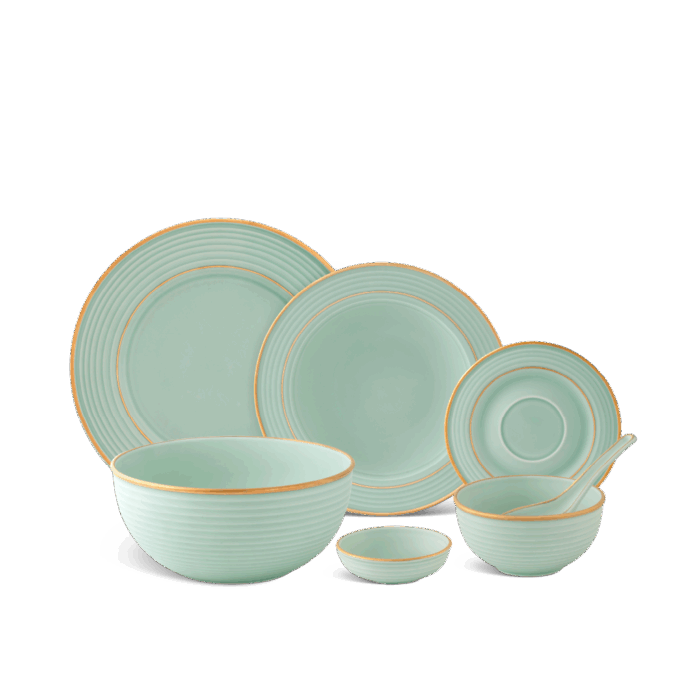 Bộ đồ ăn 30 sản phẩm - Cordon - Men Ngọc Sương Mờ (Trang trí Vàng) A001_3006A1522Vgomminhlong.com