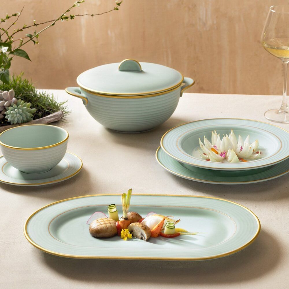 Bộ đồ ăn 30 sản phẩm - Cordon - Men Ngọc Sương Mờ (Trang trí Vàng) A001_3006A1522Vgomminhlong.com