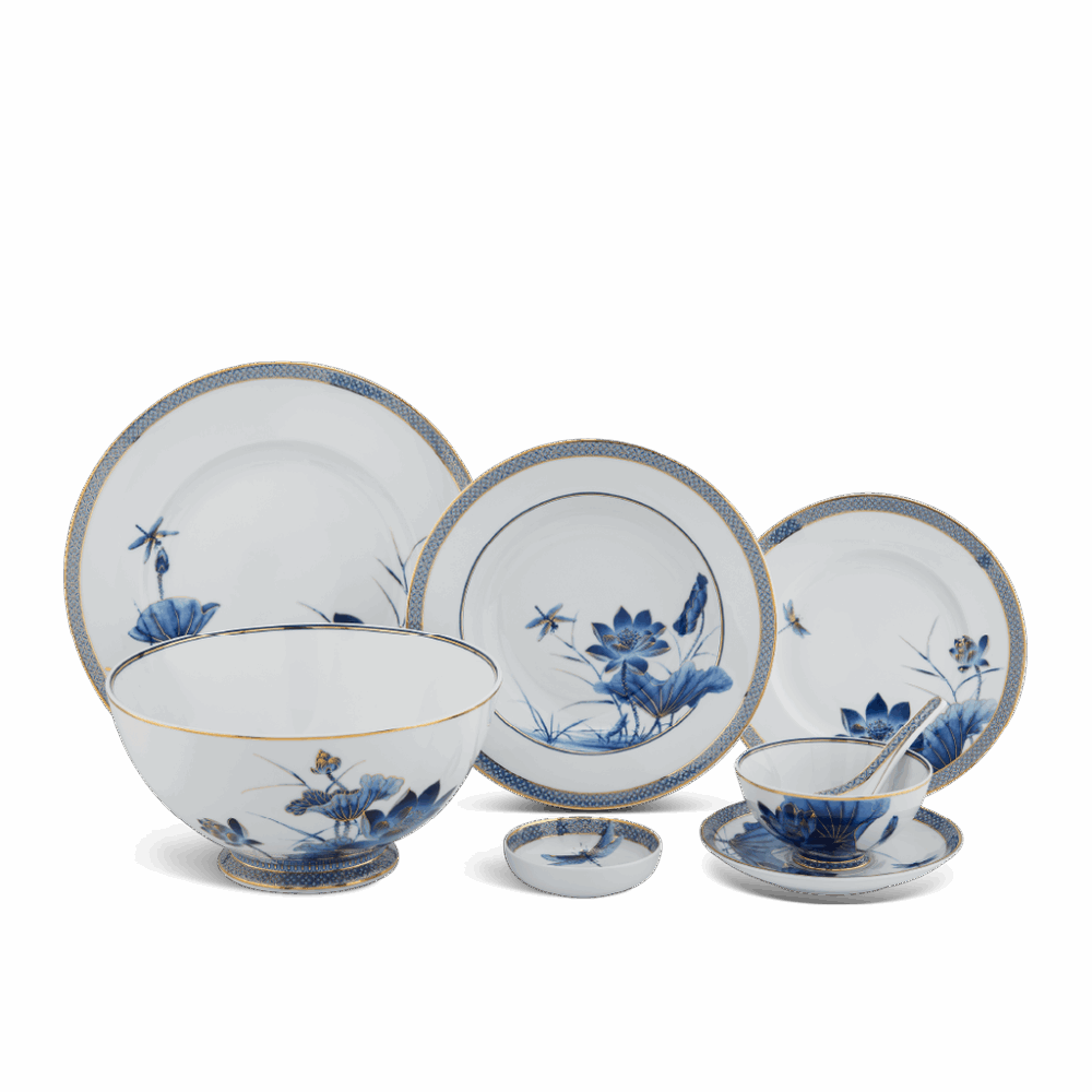 Bộ đồ ăn 30 sản phẩm - Hoàng Cung - Sen Vàng A001_30345gomminhlong.com