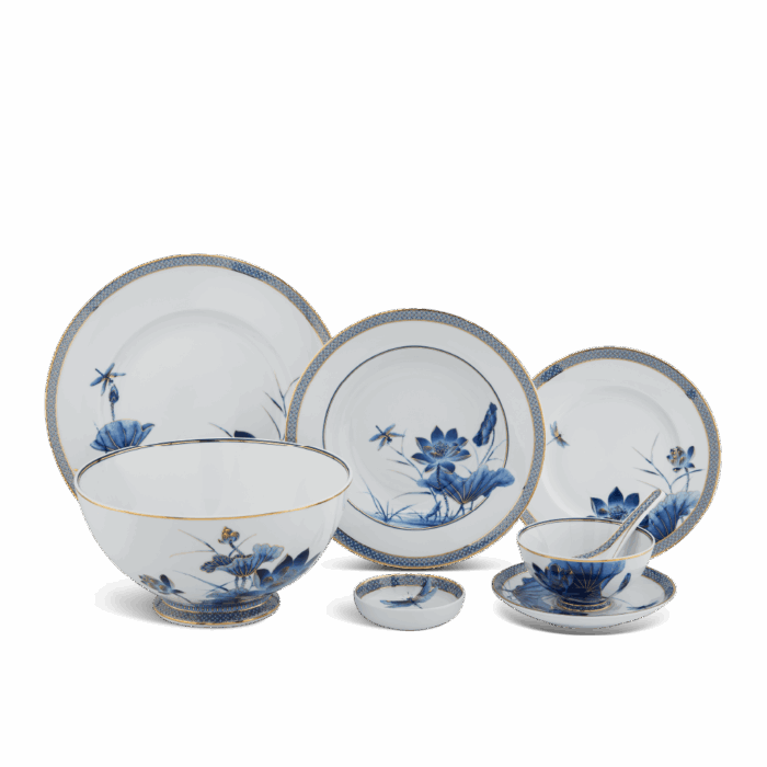 Bộ đồ ăn 30 sản phẩm - Hoàng Cung - Sen Vàng A001_30345gomminhlong.com