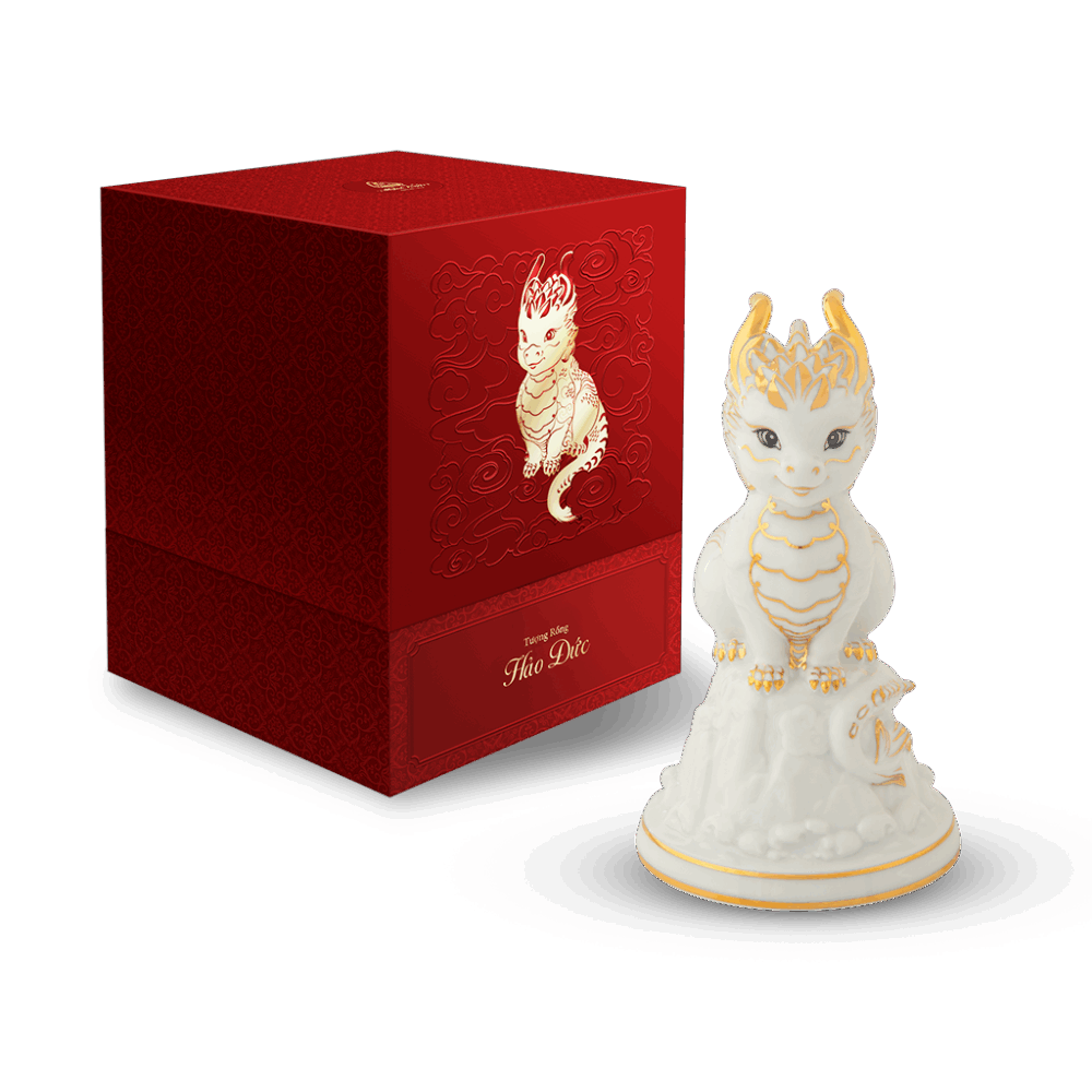Tượng rồng Hảo Đức 13.5 cm - Màu Trắng A001_311350TBVgomminhlong.com