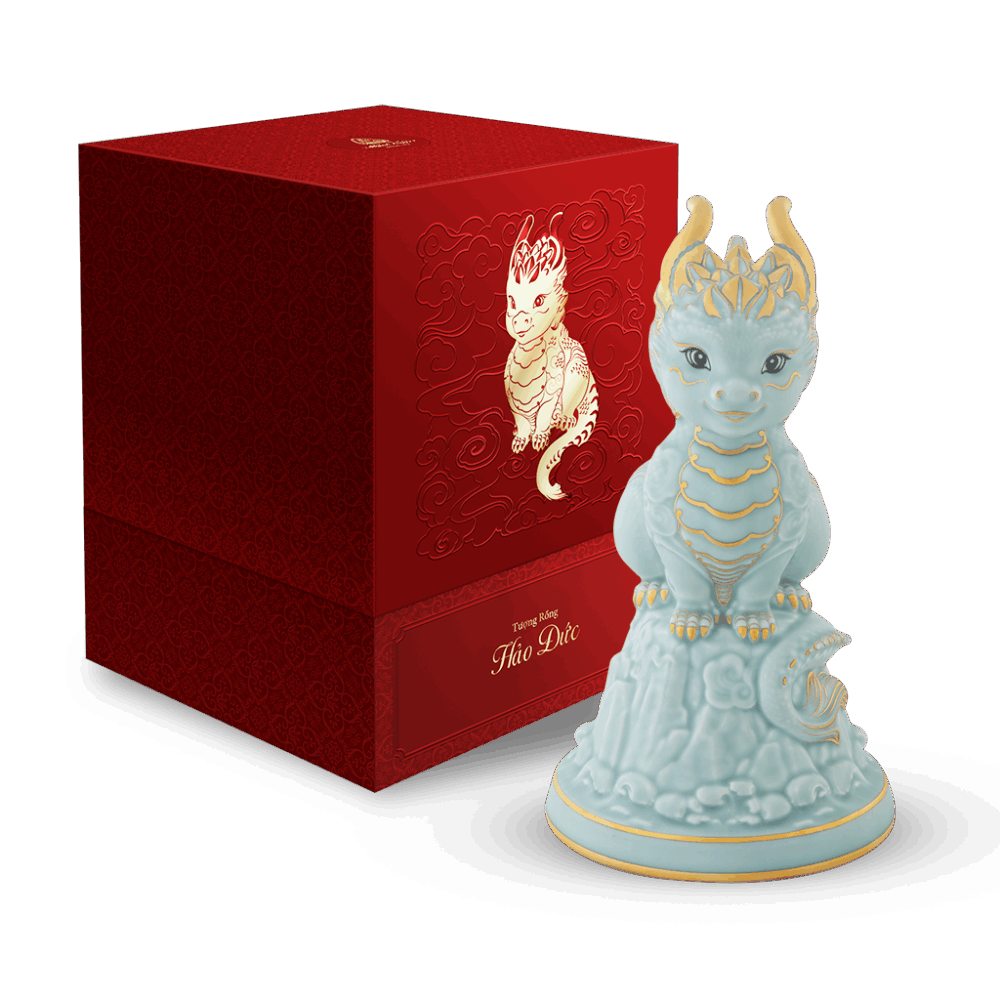 Tượng rồng Hảo Đức 23.9 cm - Men Ngọc Sương Mờ A001_312350522Vgomminhlong.com