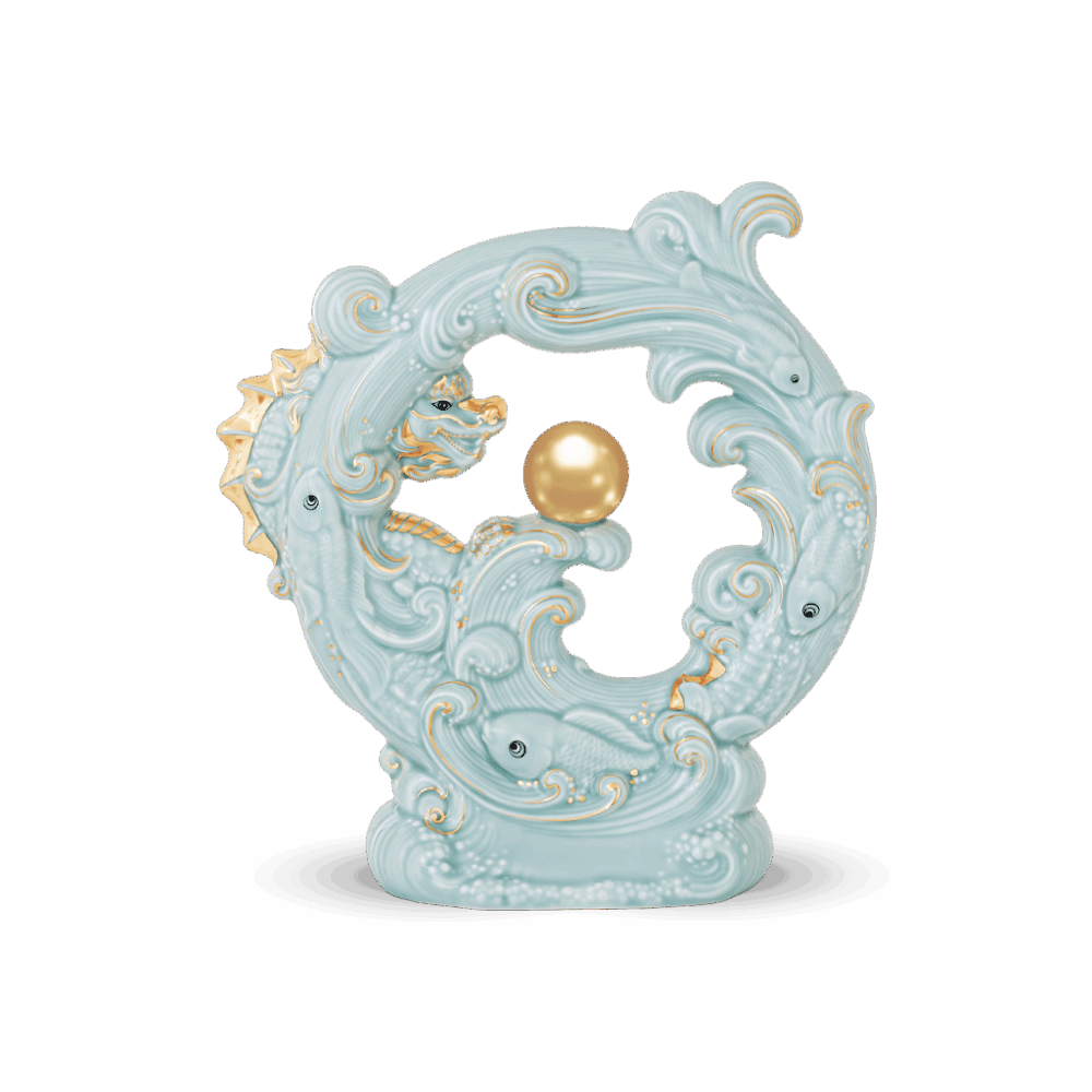 Tượng rồng Khải Đức 23.9 cm - Men Ngọc (bóng) A001_312357BMNVgomminhlong.com