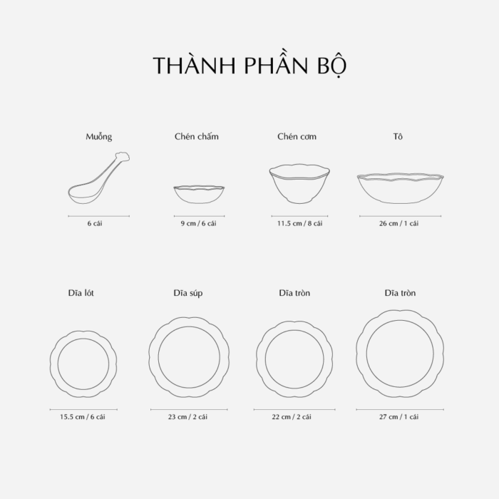  Bộ đồ ăn 6 người 32 sản phẩm - Đài Các IFP - Chỉ Bạch Kim A001_32043DCgomminhlong.com