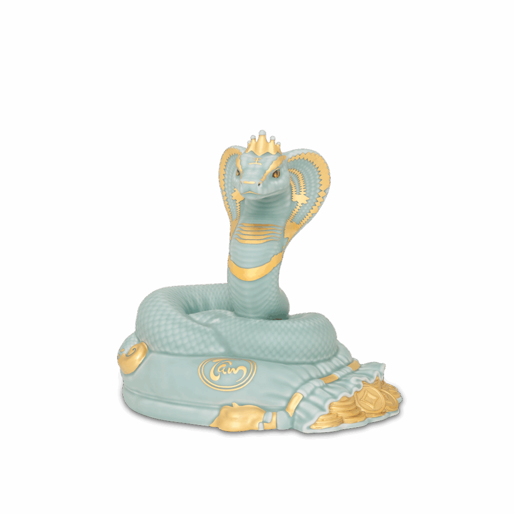 Tượng Rắn Thanh Xà - Men Ngọc Sương Mờ (vàng) (N) A001_441753522CVgomminhlong.com