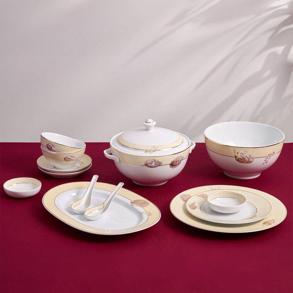 Bộ đồ ăn Âu-Á 45 sản phẩm - Camellia - Hương Biển kem A001_4506AA089gomminhlong.com