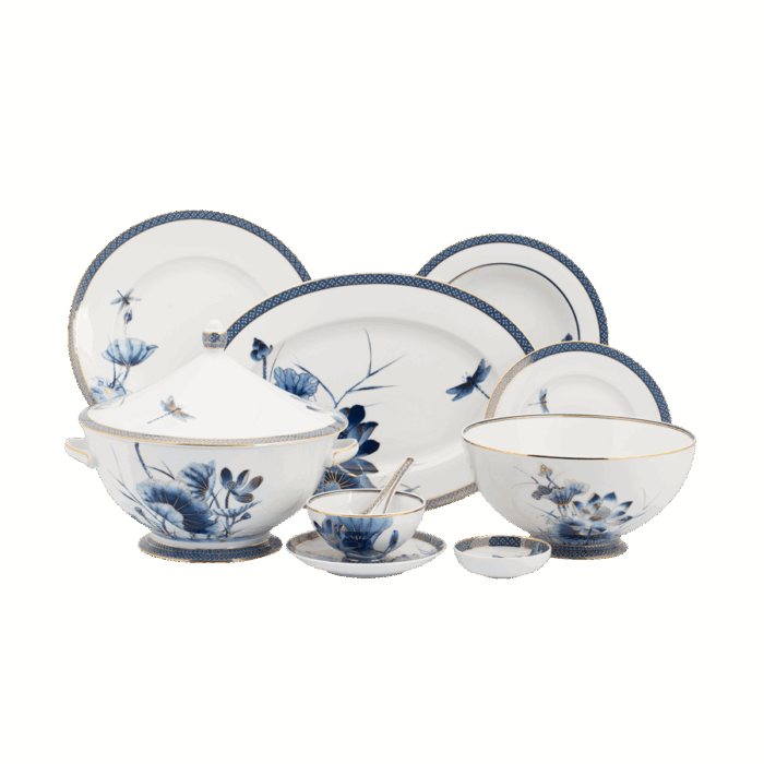 Bộ đồ ăn Âu-Á 45 sản phẩm - Hoàng Cung - Sen Vàng A001_4506AA345gomminhlong.com