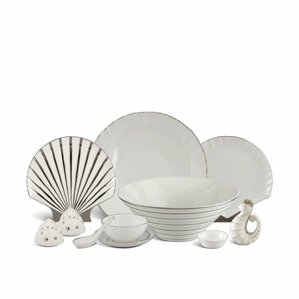 Bộ đồ ăn 6 người Âu-Á 47 sản phẩm - Ngọc Biển IFP - Chỉ Bạch Kim A001_4706AA043NBgomminhlong.com