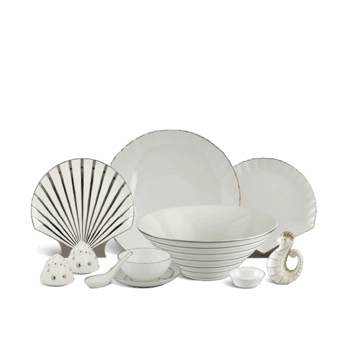 Bộ đồ ăn 6 người Âu-Á 47 sản phẩm - Ngọc Biển IFP - Chỉ Bạch Kim A001_4706AA043NBgomminhlong.com