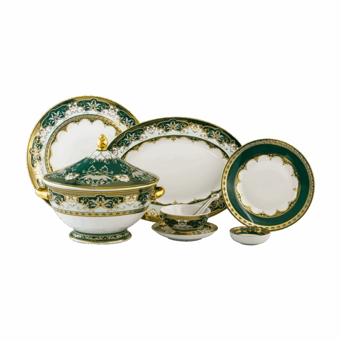 Bộ đồ ăn 85 sản phẩm - Hoàng Cung - Sen Ngọc Bích A001_8506AA487gomminhlong.com
