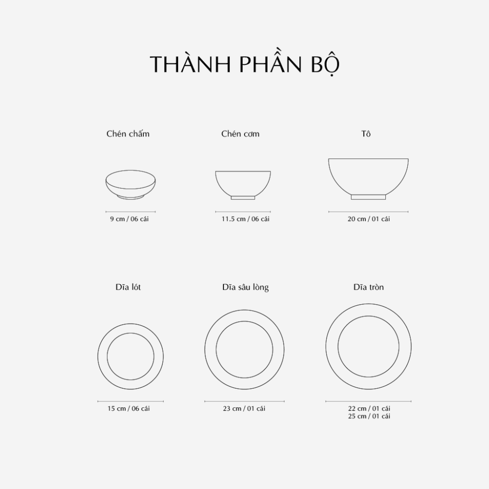 Bộ đồ ăn 22 sản phẩm - Jasmine - Chỉ Vàng A001_22014gomminhlong.com