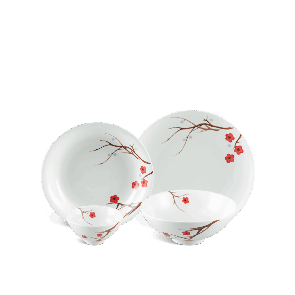 Bộ đồ ăn 09 sản phẩm - Daisy - Hồng Mai A001_09349gomminhlong.com