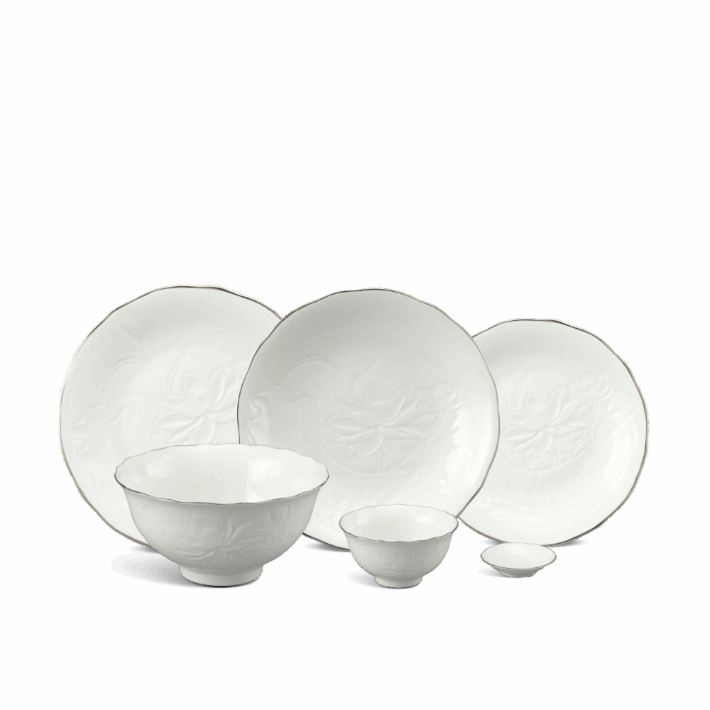 Bộ đồ ăn 22 sản phẩm - Sen IFP - Chỉ Bạch Kim A001_352228043gomminhlong.com