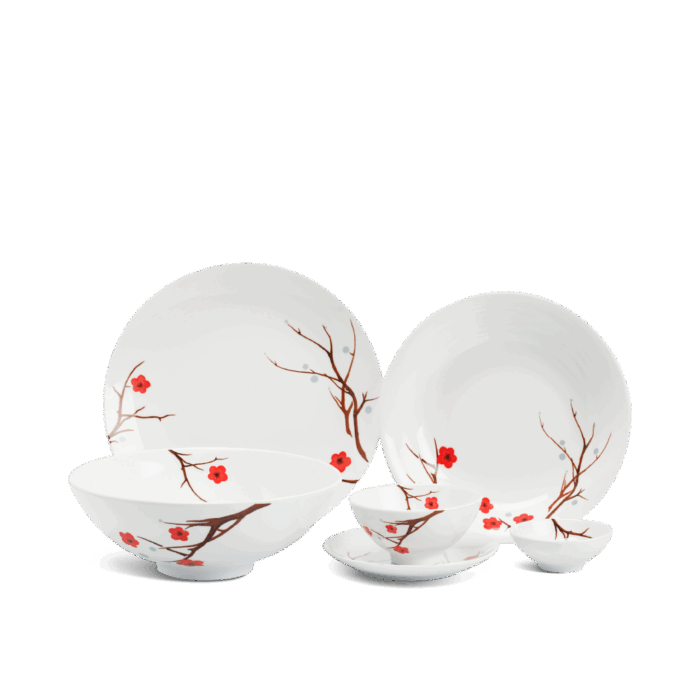 Bộ đồ ăn 22 Sản Phẩm - Daisy - Hồng Mai A001_22349gomminhlong.com