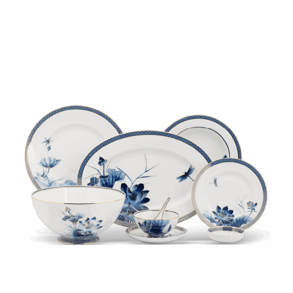 Bộ đồ ăn Âu-Á 44 sản phẩm - Hoàng Cung - Sen Vàng A001_4406AA345gomminhlong.com