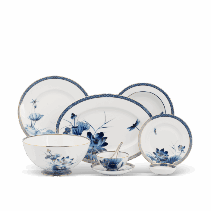 Bộ đồ ăn Âu-Á 44 sản phẩm - Hoàng Cung - Sen Vàng A001_4406AA345gomminhlong.com