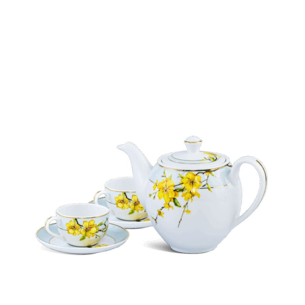 Bộ trà 0.8 L - Camellia - Hoa Mai A001_01803847803gomminhlong.com