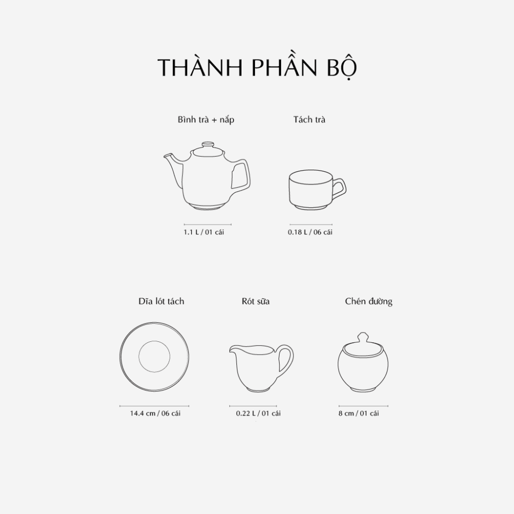 Bộ trà 1.1 L - Camellia - Hương Biển kem A001_01113808903gomminhlong.com