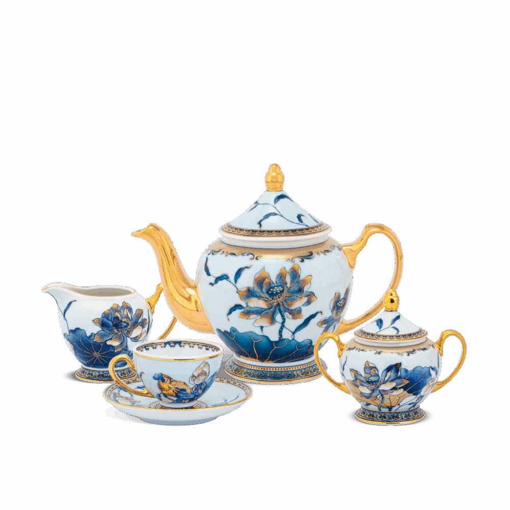 Bộ trà 1.3 L - Hoàng Cung - Sen Ngọc A001_01134045603gomminhlong.com