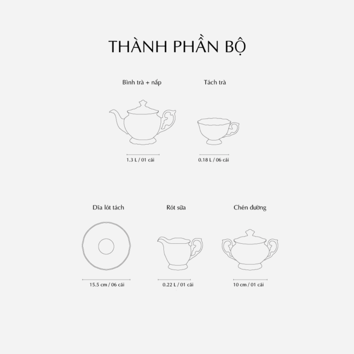 Bộ trà 1.3 L - Đài Các - Trang Trí Bạch Kim A001_01134626603gomminhlong.com