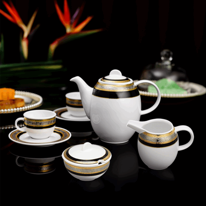  Bộ trà cao 1.3 L - Sago - Hoa Hồng Đen khắc nổi A001_01130139103gomminhlong.com