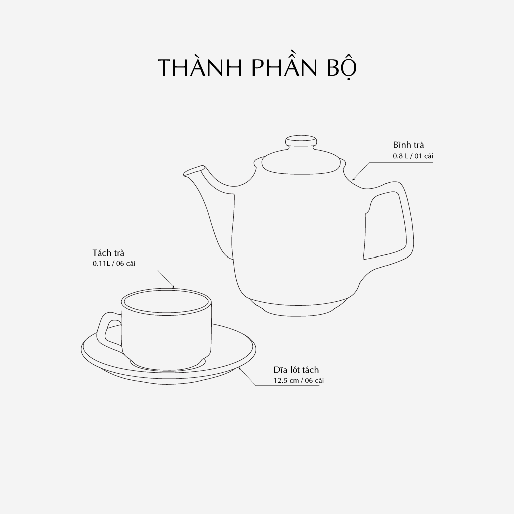 Bộ trà 0.8 L - Camellia - Trắng A001_01803800003gomminhlong.com