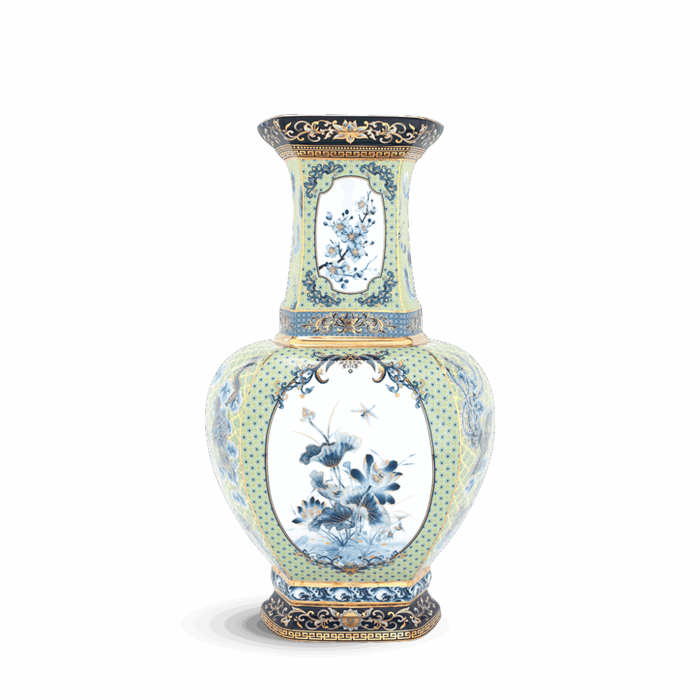 Bình hoa lục giác 45 cm (không quai) - Bình Hoa - Thịnh Vượng (vàng) A001_694557520gomminhlong.com