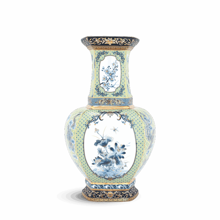 Bình hoa lục giác 45 cm (không quai) - Bình Hoa - Thịnh Vượng (vàng) A001_694557520gomminhlong.com