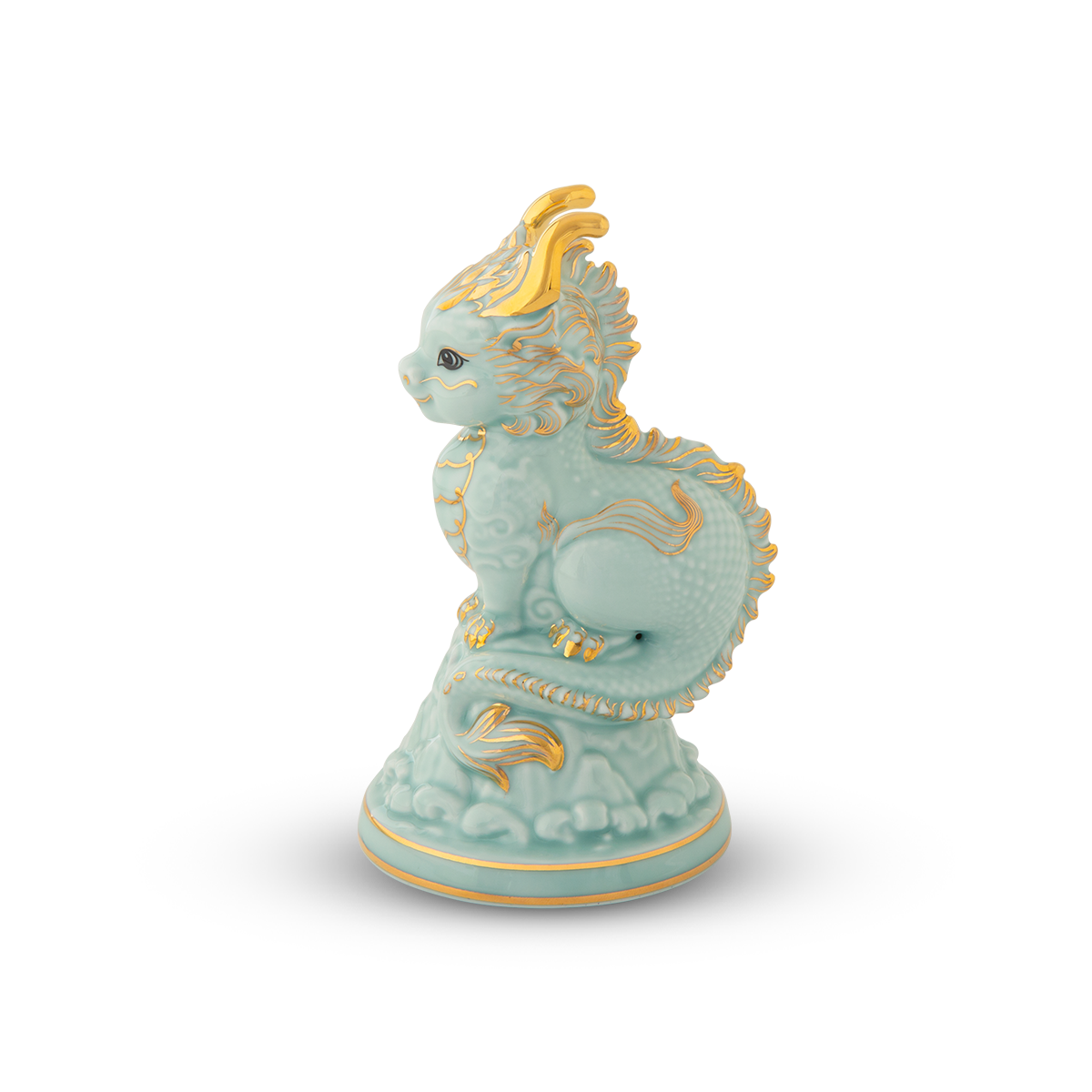 Tượng rồng Hảo Đức 13.5 cm - Men Ngọc (bóng) A001_311350BMNVgomminhlong.com