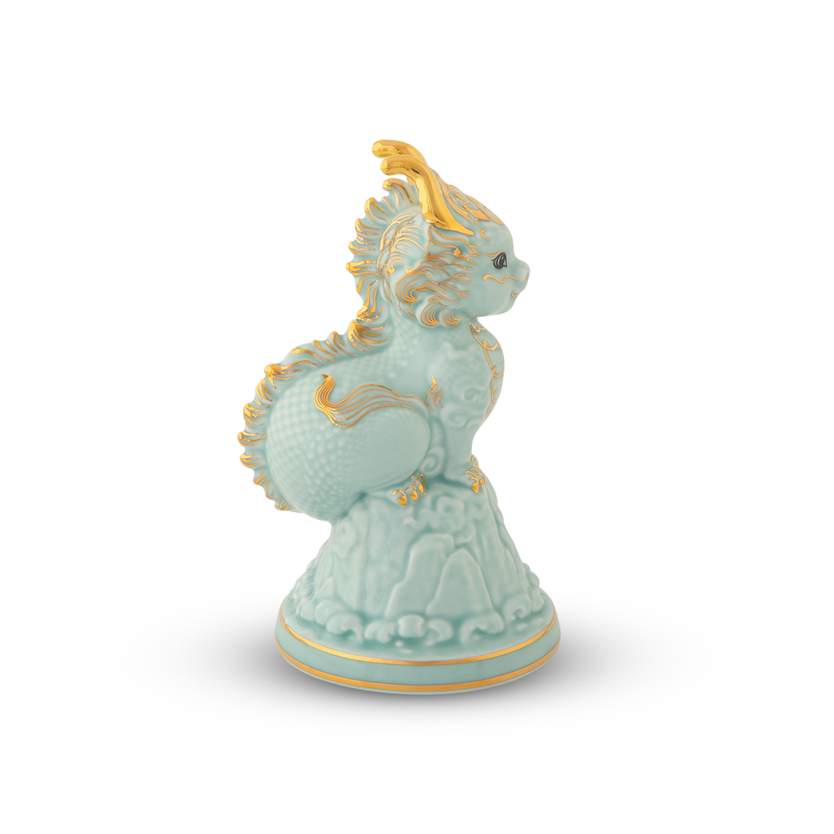 Tượng rồng Hảo Đức 13.5 cm - Men Ngọc (bóng) A001_311350BMNVgomminhlong.com