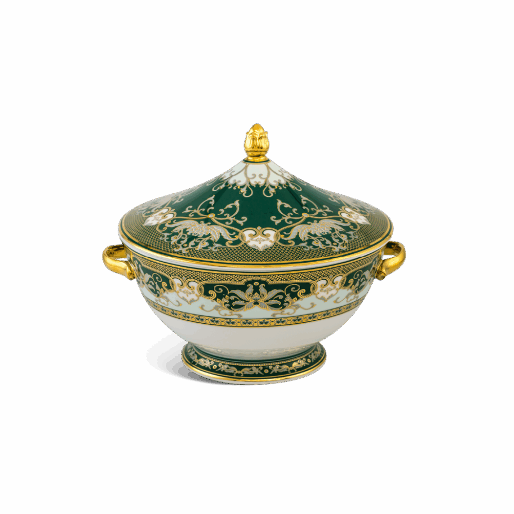 Thố 22 cm + nắp - Hoàng Cung - Sen Ngọc Bích A001_062224487gomminhlong.com